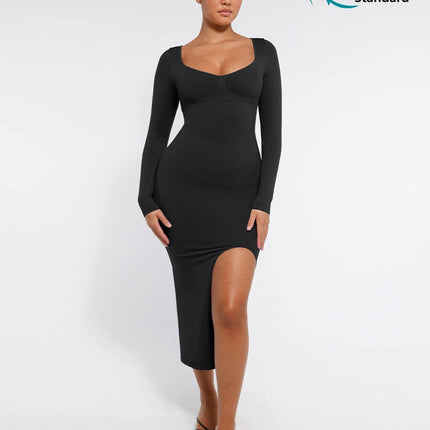 Wholesale?? Eco-friendly Seamless Bust Support Tummy Control High Side Slit Shaping Dress