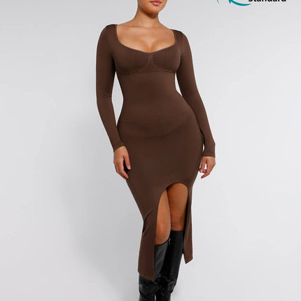 Wholesale?? Eco-friendly Seamless Bust Support Tummy Control High Side Slit Shaping Dress