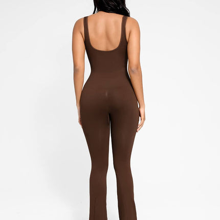 Wholesale Seamless Square Neck U-Back Flared Jumpsuit
