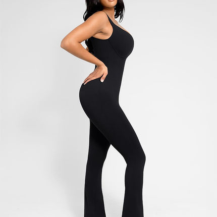 Wholesale Seamless Square Neck U-Back Flared Jumpsuit