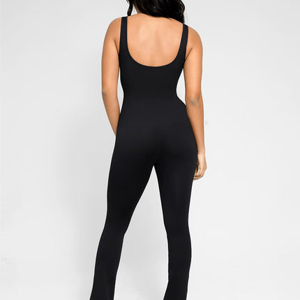 Wholesale Seamless Square Neck U-Back Flared Jumpsuit