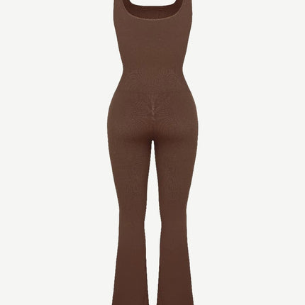 Wholesale Seamless Square Neck U-Back Flared Jumpsuit