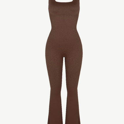 Wholesale Seamless Square Neck U-Back Flared Jumpsuit
