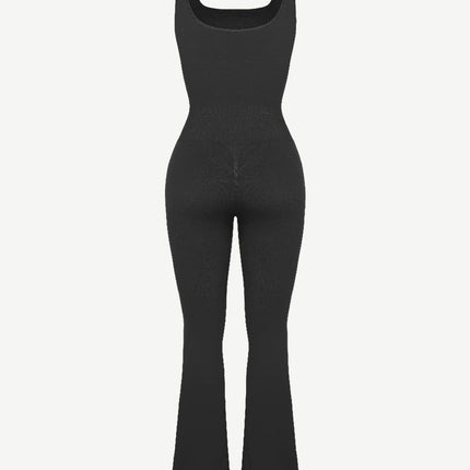 Wholesale Seamless Square Neck U-Back Flared Jumpsuit