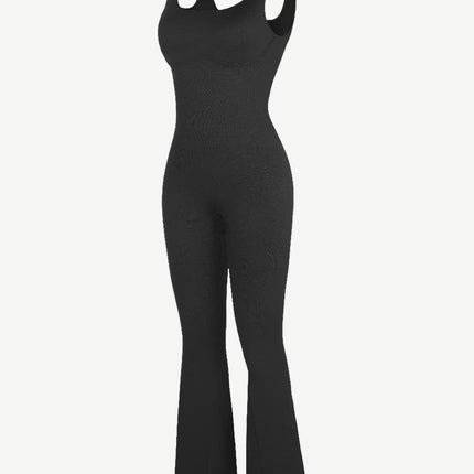 Wholesale Seamless Square Neck U-Back Flared Jumpsuit