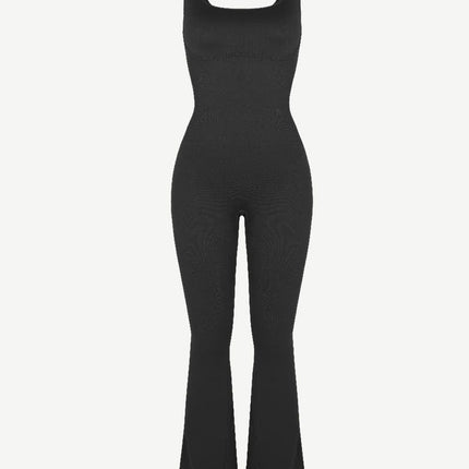 Wholesale Seamless Square Neck U-Back Flared Jumpsuit