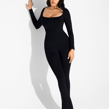 Wholesale Seamless Inverted T-shoulder one-piece Flared Pants