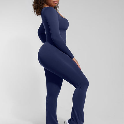 Wholesale Seamless Inverted T-shoulder one-piece Flared Pants