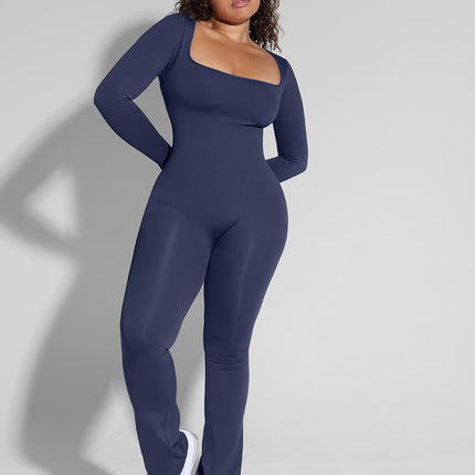 Wholesale Seamless Inverted T-shoulder one-piece Flared Pants