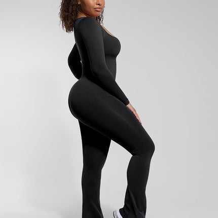 Wholesale Seamless Inverted T-shoulder one-piece Flared Pants