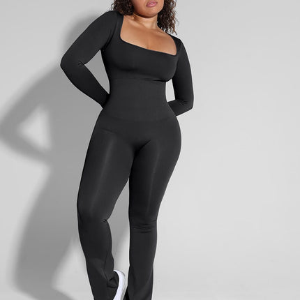 Wholesale Seamless Inverted T-shoulder one-piece Flared Pants