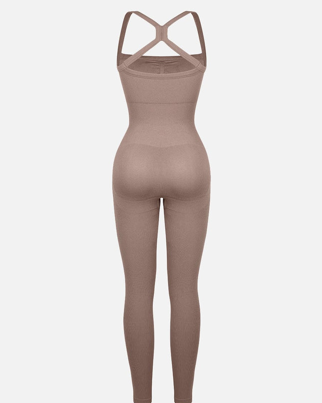 Wholesale Seamless Sports Shaping 2 in 1 Waist and Tummy Control Bra-free Jumpsuit.