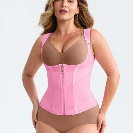 Wholesale 7 Steel Bones Mesh Chest Support Waist Cincher Tank Top with Adjustable Strap.