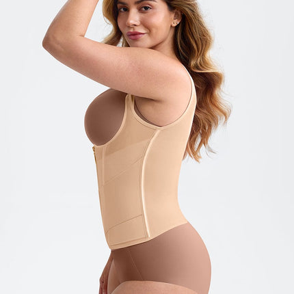 Wholesale 7 Steel Bones Mesh Chest Support Waist Cincher Tank Top with Adjustable Strap.