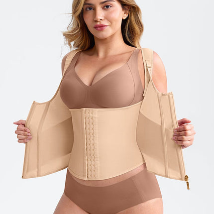 Wholesale 7 Steel Bones Mesh Chest Support Waist Cincher Tank Top with Adjustable Strap.