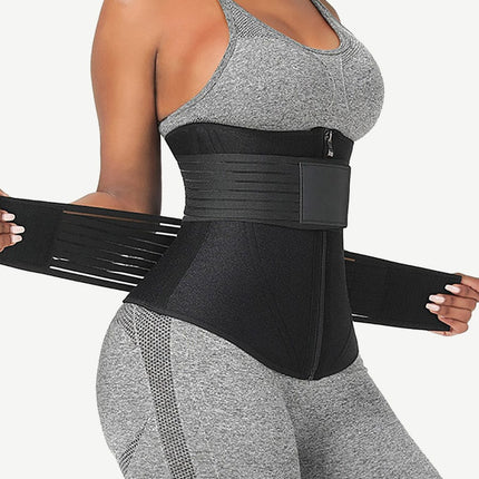 Wholesale Neoprene  Fat Burning Breathable Long Waist Trainer Double Elastic Waistbands Waist Trainer