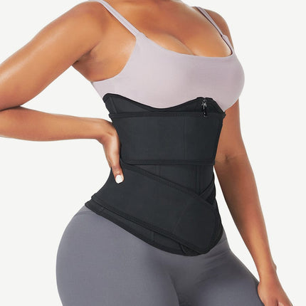 Wholesale Black Under Bust Latex Waist Trainer Double Belt Waist Control