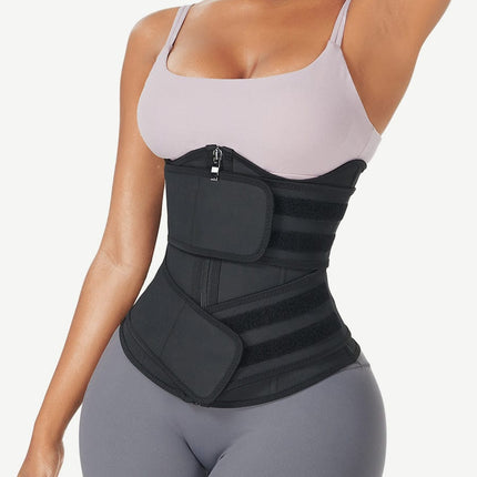 Wholesale Black Under Bust Latex Waist Trainer Double Belt Waist Control