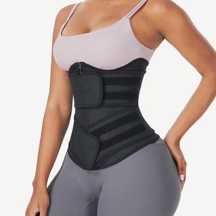 Wholesale Black Under Bust Latex Waist Trainer Double Belt Waist Control