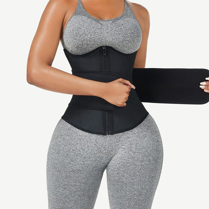 Wholesale Black Bust Support Latex Waist Trainer With Belt Firm Control