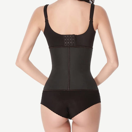 Wholesale 9 Steel Boned Black Latex Waist Cincher Hook-And-Eye Closures Smooth Silhouette