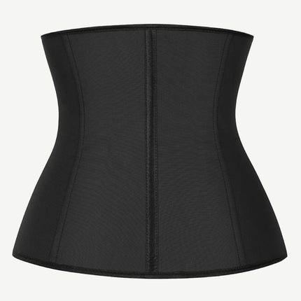 Wholesale 9 Steel Boned Black Latex Waist Cincher Hook-And-Eye Closures Smooth Silhouette