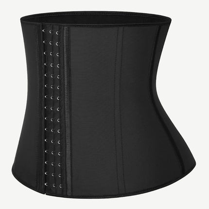 Wholesale 9 Steel Boned Black Latex Waist Cincher Hook-And-Eye Closures Smooth Silhouette