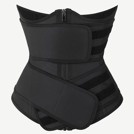 Wholesale Black Under Bust Latex Waist Trainer Double Belt Waist Control