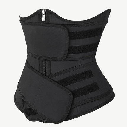 Wholesale Black Under Bust Latex Waist Trainer Double Belt Waist Control