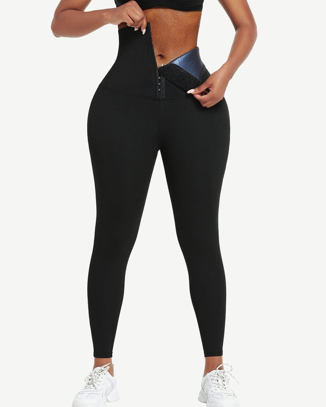 Wholesale Dark Blue Neoprene Butt Lifting Leggings Wide Waistband Lose Weight