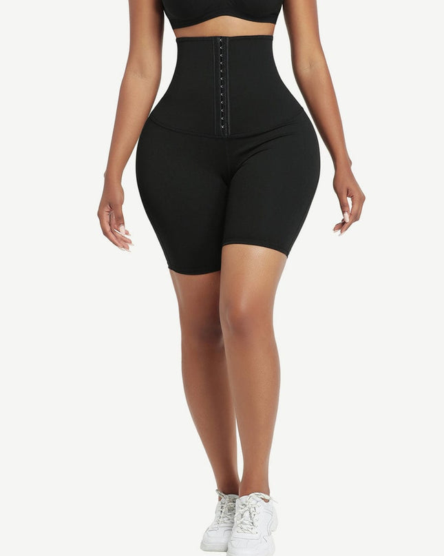 Wholesale Dark Blue High Rise 3 Rows Hooks Neoprene Waist Trainer Shorts Waist Control