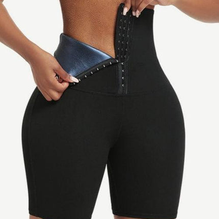 Wholesale Dark Blue High Rise 3 Rows Hooks Neoprene Waist Trainer Shorts Waist Control