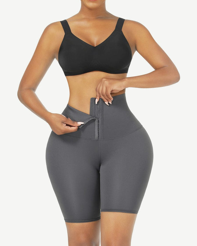 Wholesale Black High Waist 2-In-1 Waist Trainer Shorts Mid-Thigh Ultra Cheap