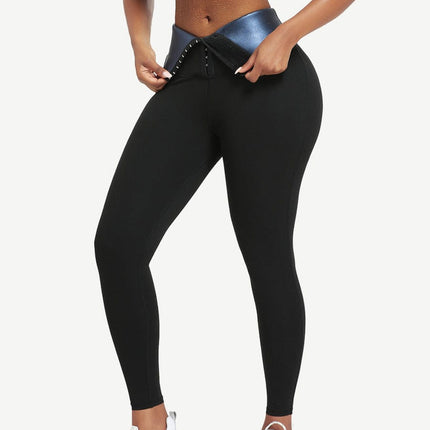 Wholesale Dark Blue Neoprene Butt Lifting Leggings Wide Waistband Lose Weight
