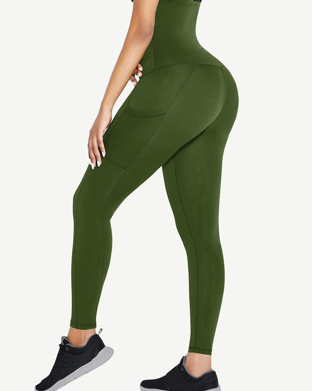 Wholesale Black Shape Leggings High Waist 3 Hooks Pockets Basic Shaping