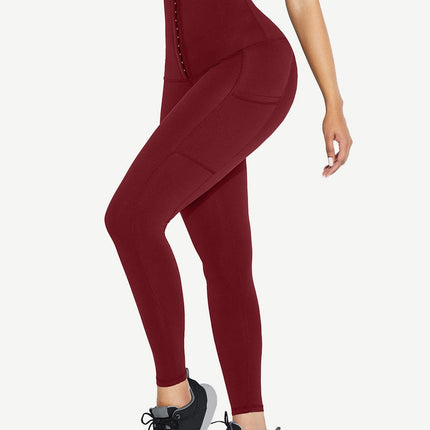 Wholesale Black Shape Leggings High Waist 3 Hooks Pockets Basic Shaping