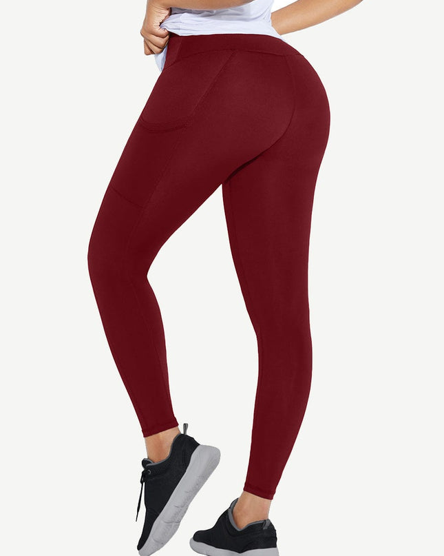 Wholesale Black Shape Leggings High Waist 3 Hooks Pockets Basic Shaping